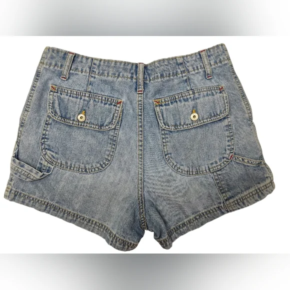 Y2K Arizona Denim Cargo Shorts Women Sz 9 High Rise Blue Jean Pockets N1 - Picture 2 of 9